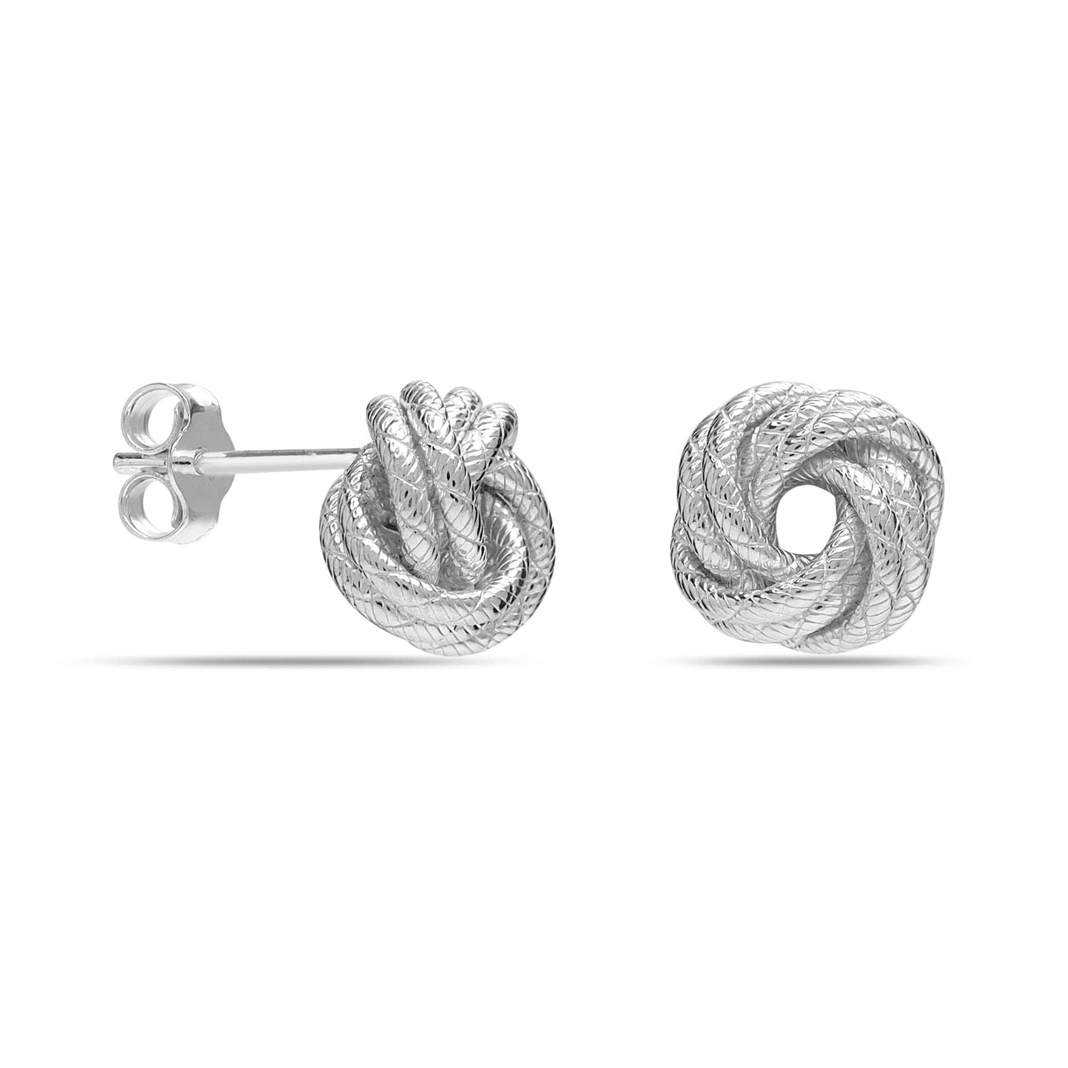 925 Sterling Silver Small Interlaced Love Knot Stud Earrings for Women Teen