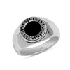 925 Sterling Silver Black Onyx Stone Hexagon Viking Rune Ring for Men and Boys