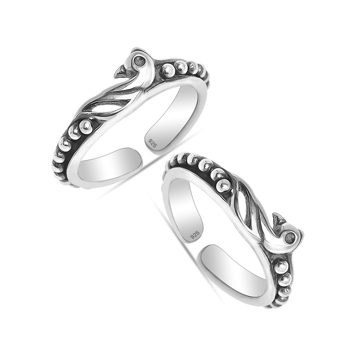 Buy 925 Sterling Silver Oxidized Peacock Design Toe Rings for Women