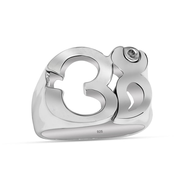 925 Sterling Silver Om Symbol Motor Biker Ring for Men and Boys