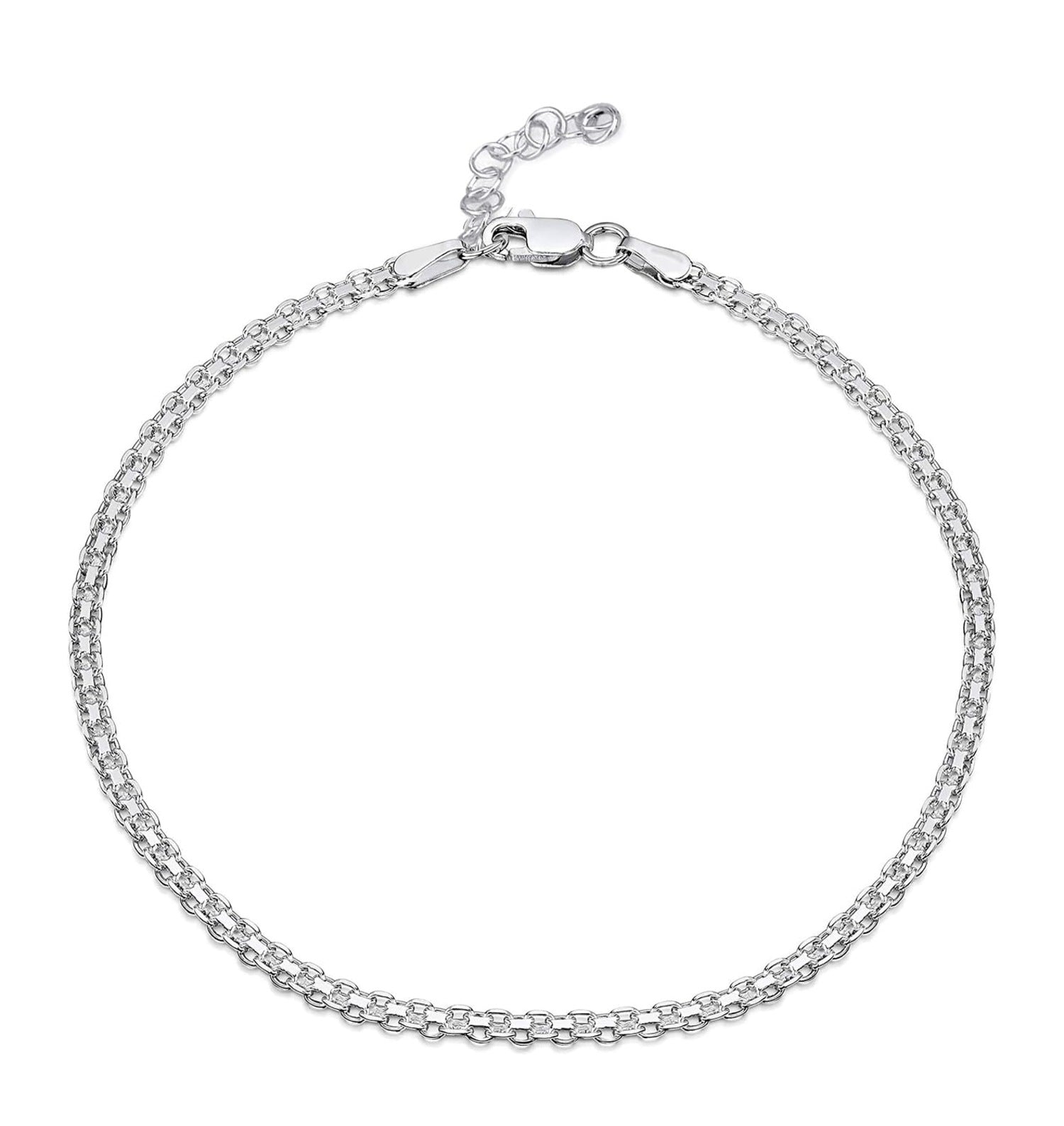 925 Sterling Silver Bismarck Chain Adjustable Ankle for Women 1PC