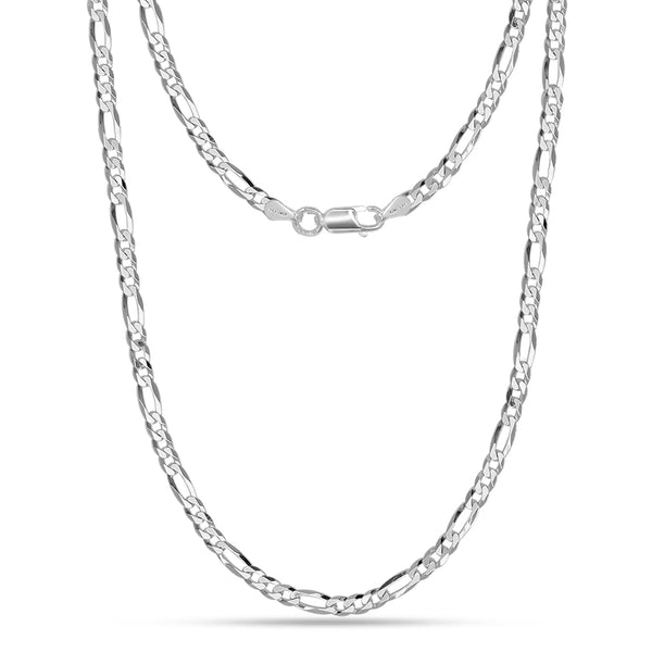 925 Sterling Silver Italian Solid Diamond-Cut Figaro Link Chain Necklace for Men and Women 0.4CM