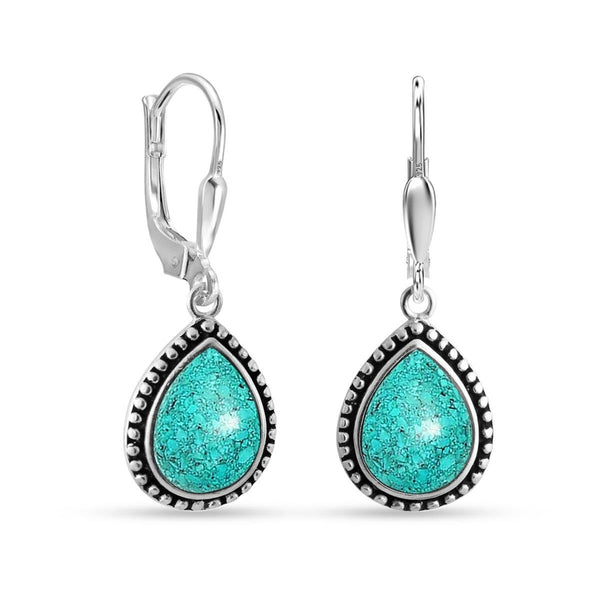 925 Sterling Silve Antique Pear Shaped Teardrop Leverback Drop Dangle Earrings for Women