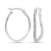 925 Steling Silver Cubic Zirconia Small Twisted Oval Shape Hoop Earrings for Women