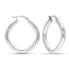 925 Sterling Silver Medium Italian Minimalist Square Shape Hoop Earrings for Women