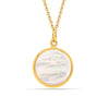 925 Sterling Silver 14K Gold-Plated Mother Of Pearl Circle Disc Pendant Necklace for Women Teen