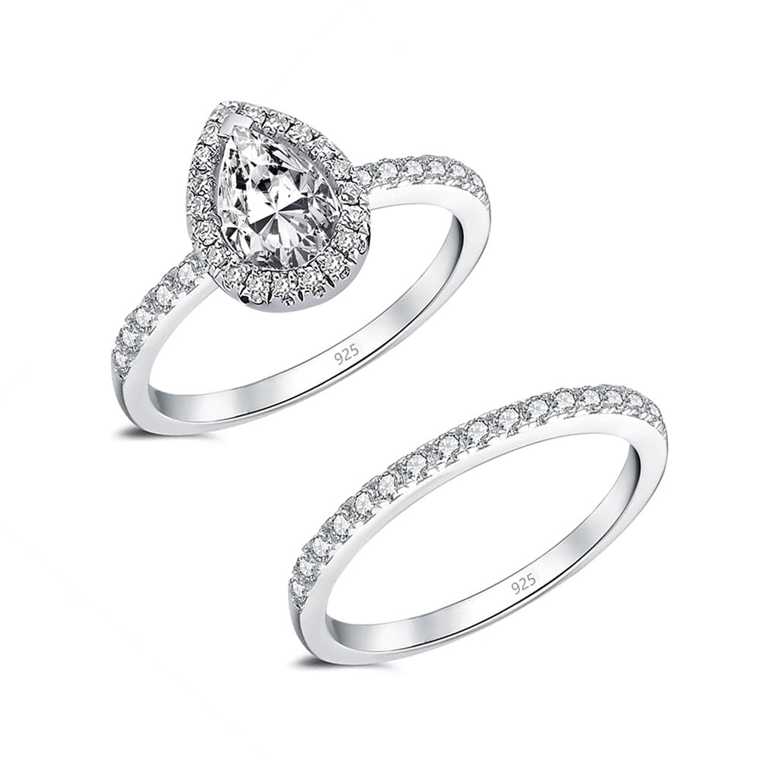 925 Sterling Silver Bridal Sets Zirconia Engagements Wedding Bands Finger Ring for Women