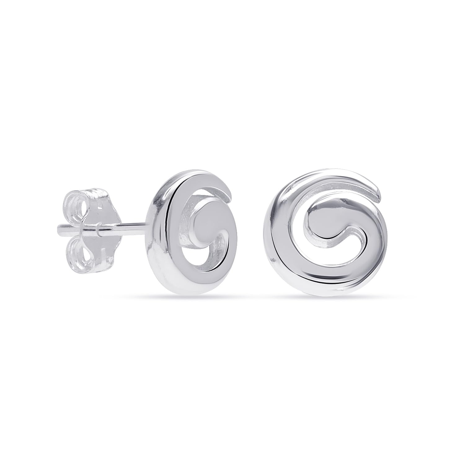 925 Steling Silver Trendy Lightweight Geometric Round Swirl Spiral Stud Earrings for Women