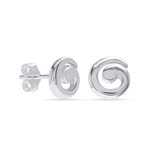 925 Steling Silver Trendy Lightweight Geometric Round Swirl Spiral Stud Earrings for Women