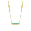 925 Sterling Silver 14K Gold Plated Sideways Horizontal Flat Bar Pendant Necklace for Women