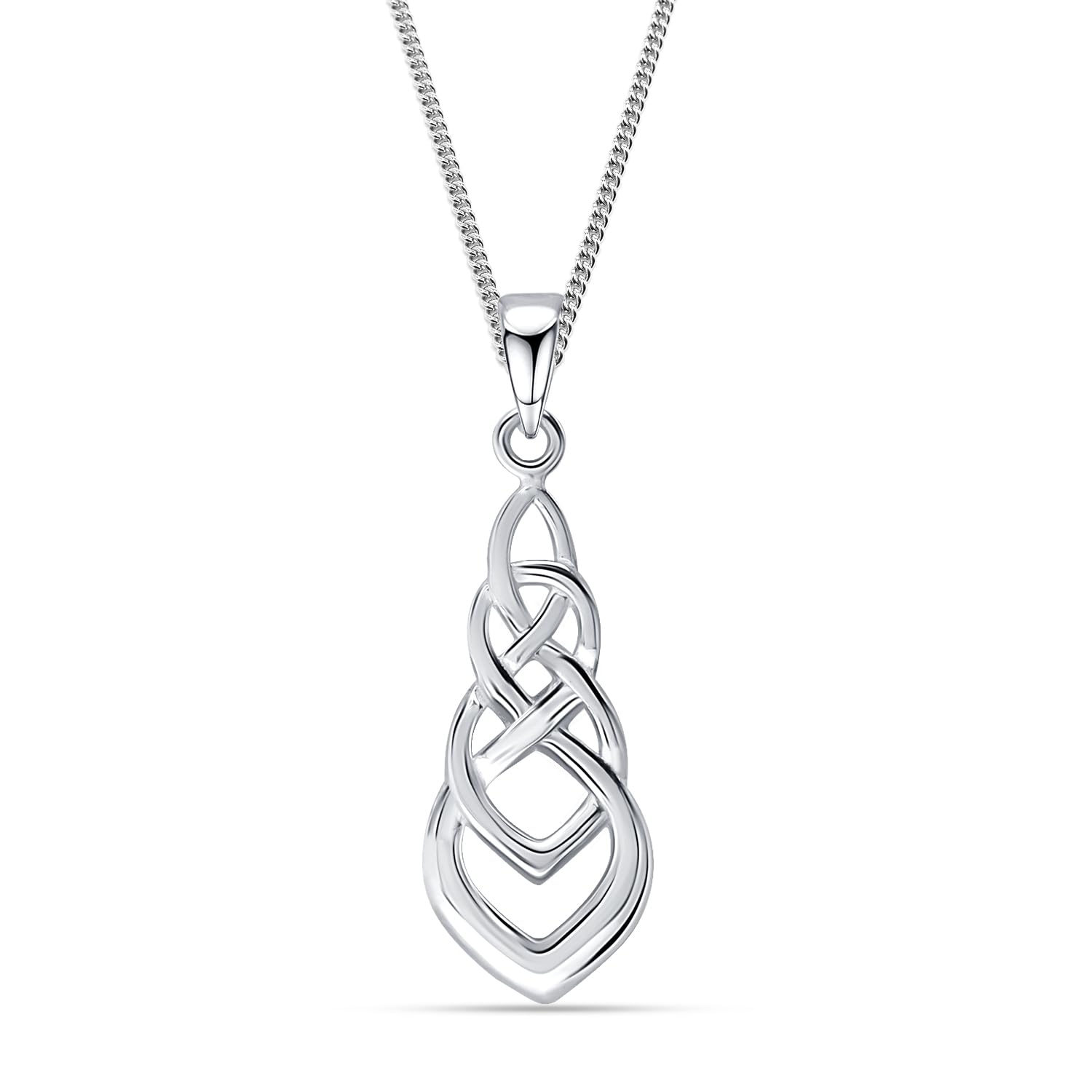 925 Sterling Silver Infinite Celtic Woven Love Knotwork Pendant Necklace for Women