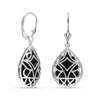 925 Sterling Silver Black Onyx Overlay Pear-Shaped Caged Leverback Drop Dangle Earrings for Women