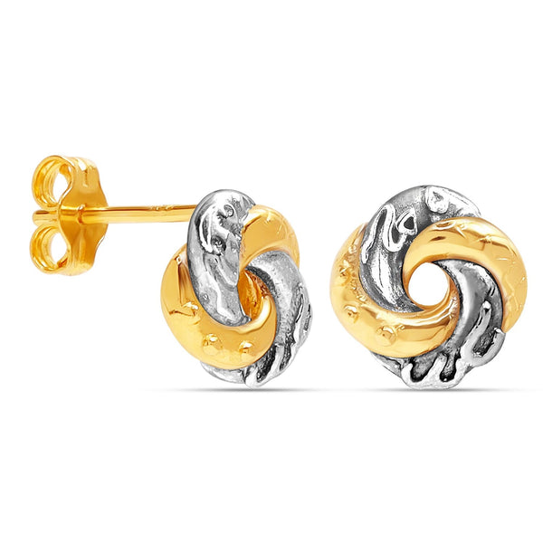 925 Steling Silver 14K Gold-Plated Two-Tone Algerian Love knot Stud Earrings for Women