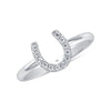 925 Sterling Silver Cubic Zirconia Good Luck Horseshoe Ring for Women