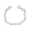 925 Sterling Silver Handmade Simulated Pearl Paperclip Links Chain Bracelet for Women