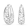 925 Sterling Silver Hypoallergenic Trendy Small Oval Mesh Filigree Heart Click-Top Hoop Earrings for Women