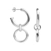 925 Sterling Silver Double Circle Round-Tube C-Hoop Earrings for Women