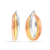 925 Sterling Silver 14K Three Tone Lightweight Italian Design Intertwined Hoop Earrings for Women