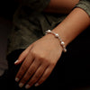 925 Sterling Silver Handmade Simulated Pearl Paperclip Links Chain Bracelet for Women