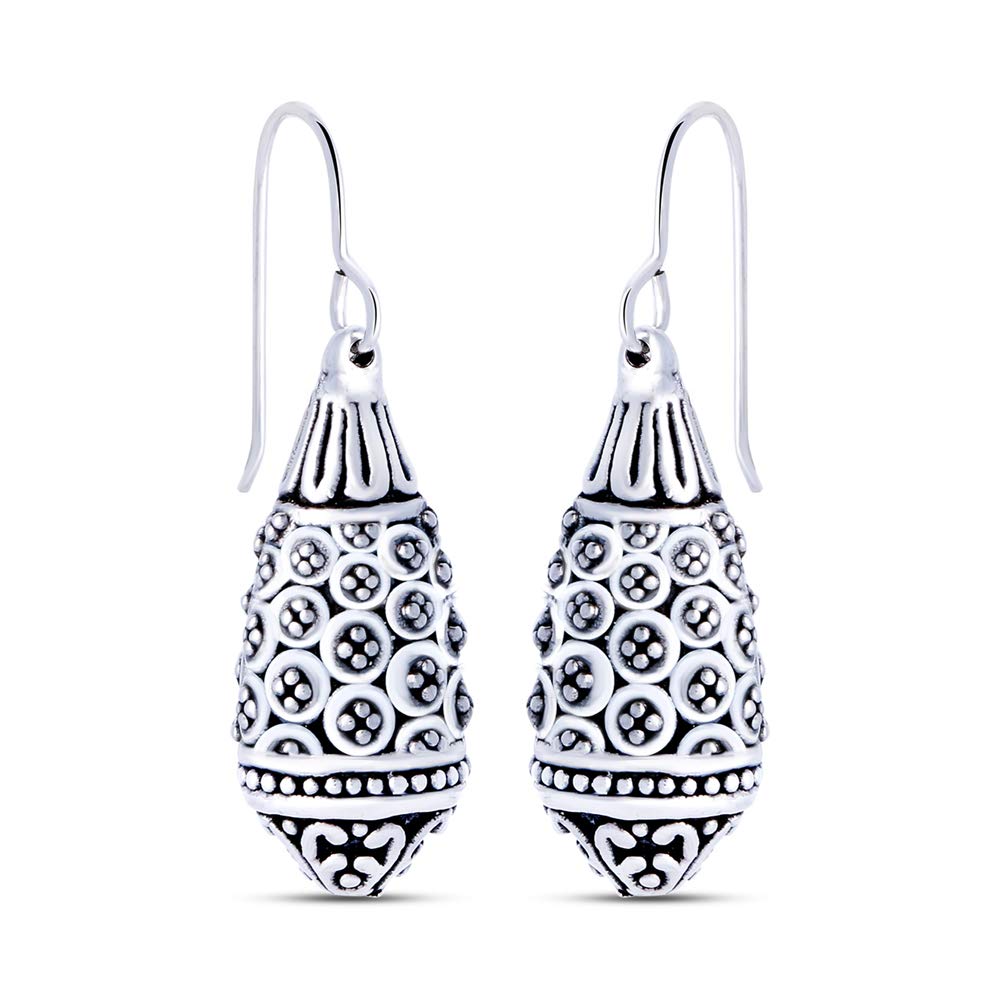 925 Sterling Silver Antique Filigree Drop Dangle Earrings for Women