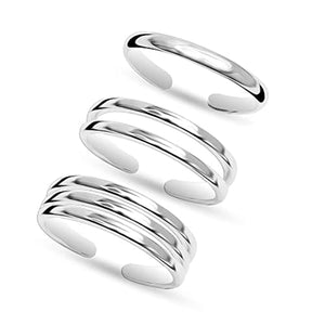 Triple Band Toe Ring 925 Sterling Silver Thin Adjustable Stylish Rings For  Women Size 6 