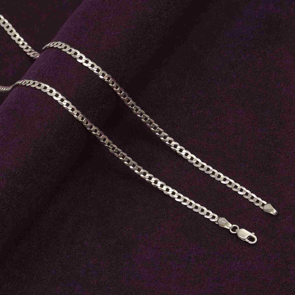 925 Sterling Silver Italian Flat Diamond-Cut Cuban Link Chain Necklace for Men and Women 0.35CM