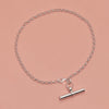 925 Sterling Silver T-Bar Rolo Link Chain Anklet for Women and Girls