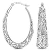 925 Sterling Silver Mesh Filigree Oval Click-Top Hoop Earrings for Women