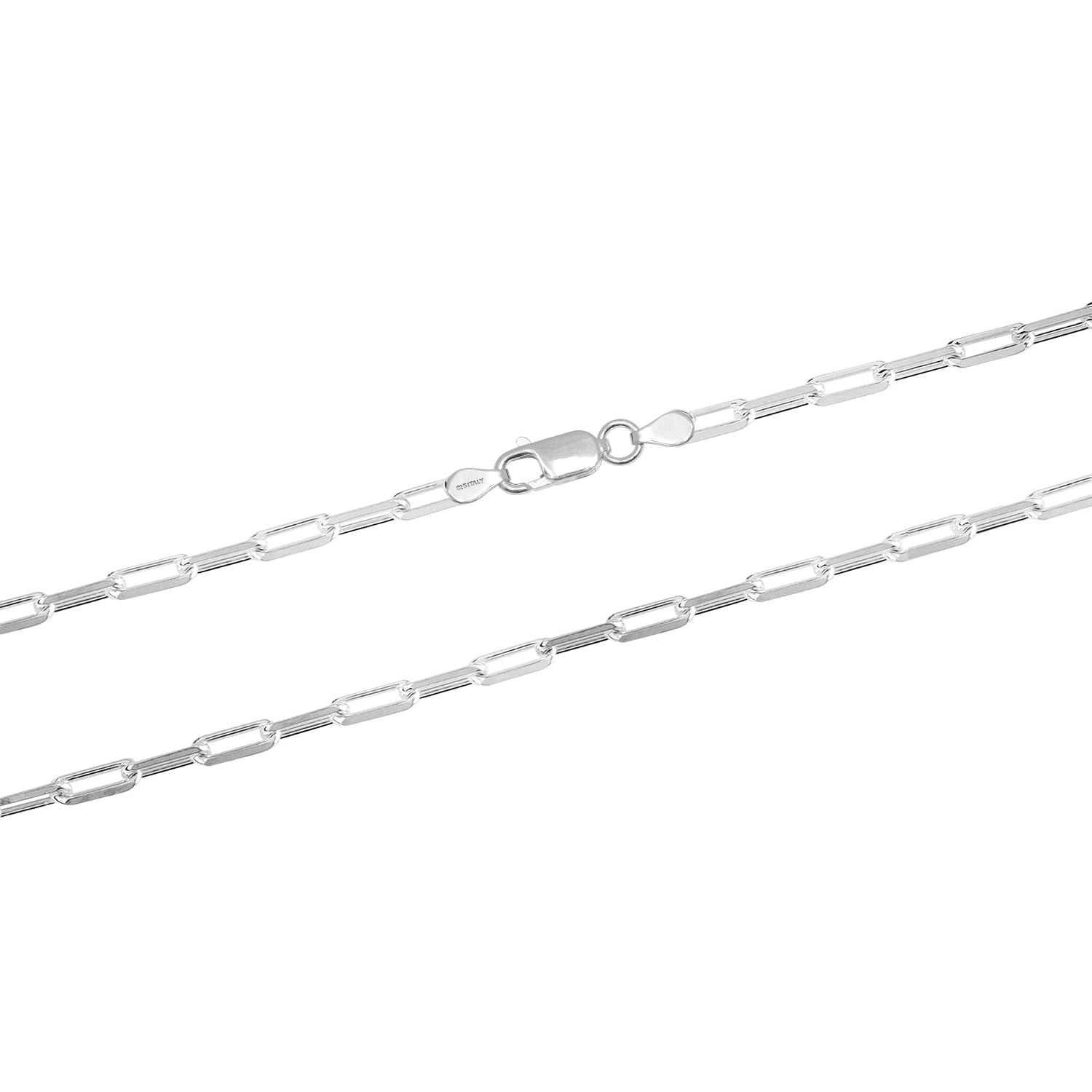 925 Sterling Silver Italian PaperClip Link Chain Necklace for Women