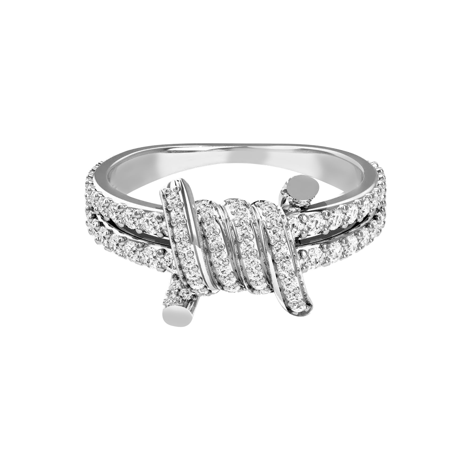 925 Sterling Silver Zirconia Barbed Wired Stacking Engagement Eternity Wedding Band Finger Ring for Women