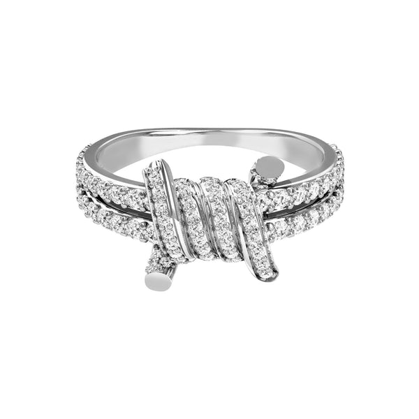 925 Sterling Silver Zirconia Barbed Wired Stacking Engagement Eternity Wedding Band Finger Ring for Women