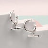 925 Sterling Silver Small T Bar Charm Half Hoop Earrings for Women