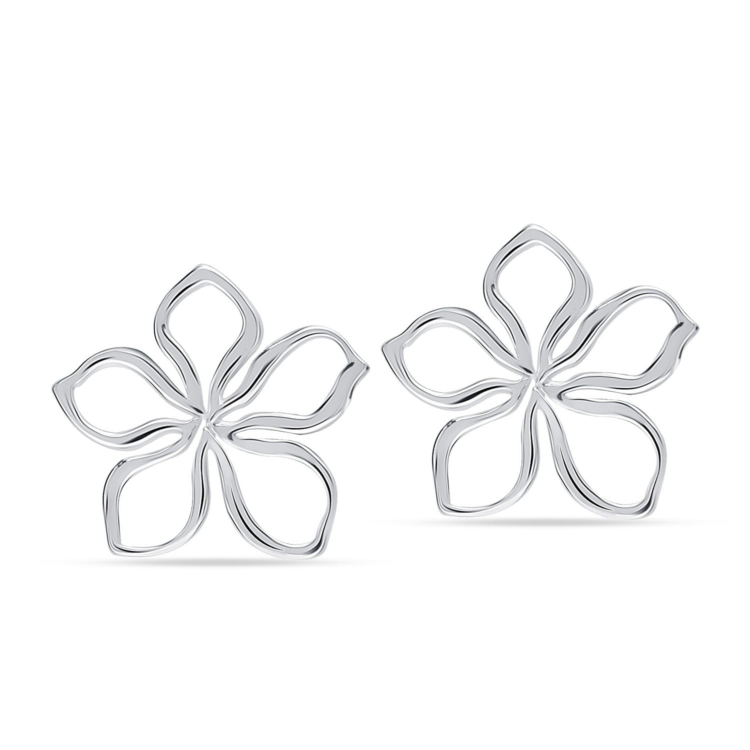 925 Steling Silver Periwinkle Flower Design Stud Earrings for Women