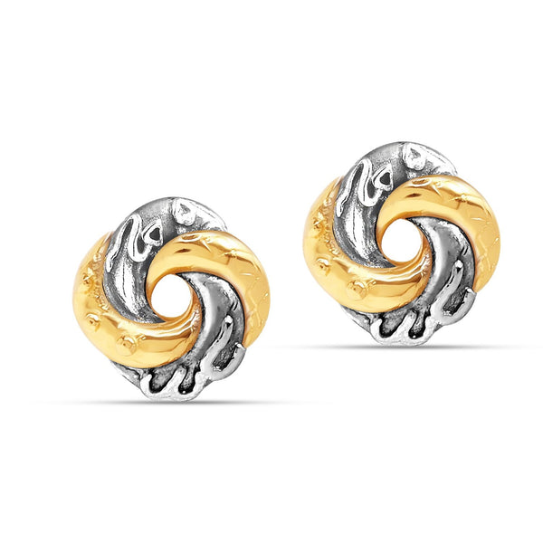 925 Steling Silver 14K Gold-Plated Two-Tone Algerian Love knot Stud Earrings for Women