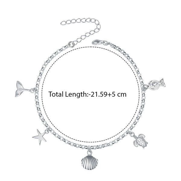 925 Sterling Silver Starfish Seashell Conch Turtle Charm Ocean Beach  Anklets for Women 1 Pc