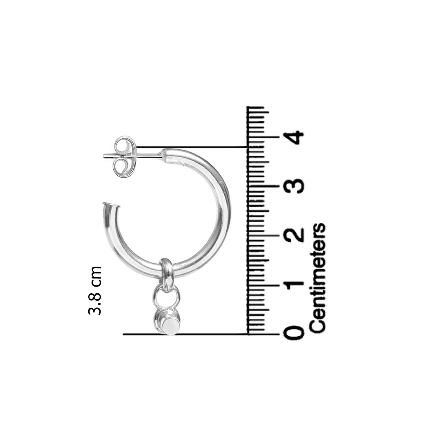 925 Sterling Silver Small T Bar Charm C-Hoop Earrings for Women