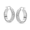 925 Sterling Silver Round Braided Textured Click-Top Hoop Earrings for Women