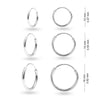 925 Sterling Silver Set of 3 Pairs Endless Hoop Earring for Teen