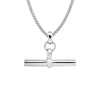 925 Sterling Silver T-Bar Pendant with Curb Link Chain Necklace for Women