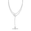 925 Sterling Silver T-Bar Open Circle & Bar Rolo Chain Necklace for Women