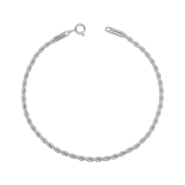 925 Sterling Silver Lightweight 1.8mm Diamond-Cut Braided Rope Chain Anklets for Women