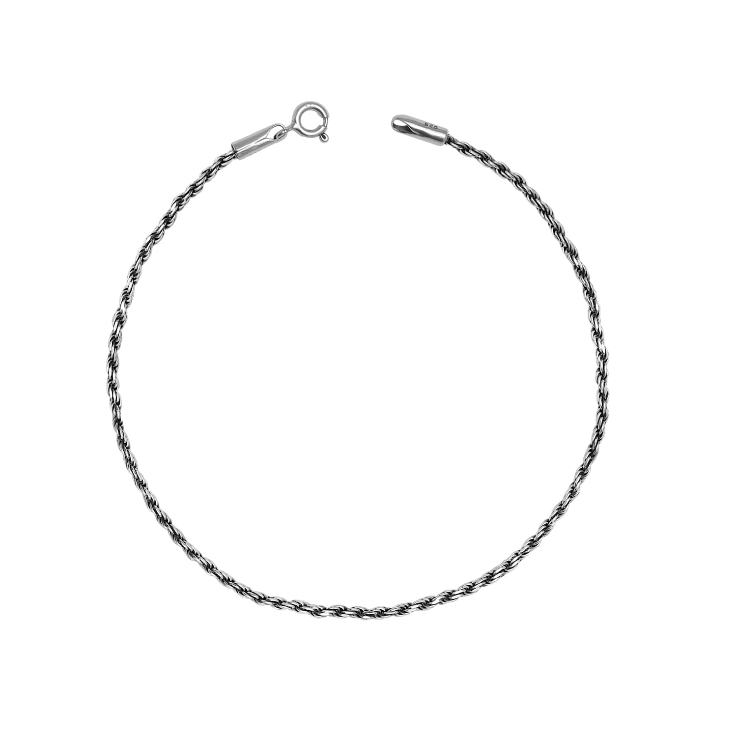 925 Sterling Silver Lightweight 1.8mm Diamond-Cut Braided Rope Chain Anklet Ankle Bracelet for Women