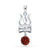 925 Sterling Silver Shakti Trishul Damru Rudraksha Pendant Necklace for Men