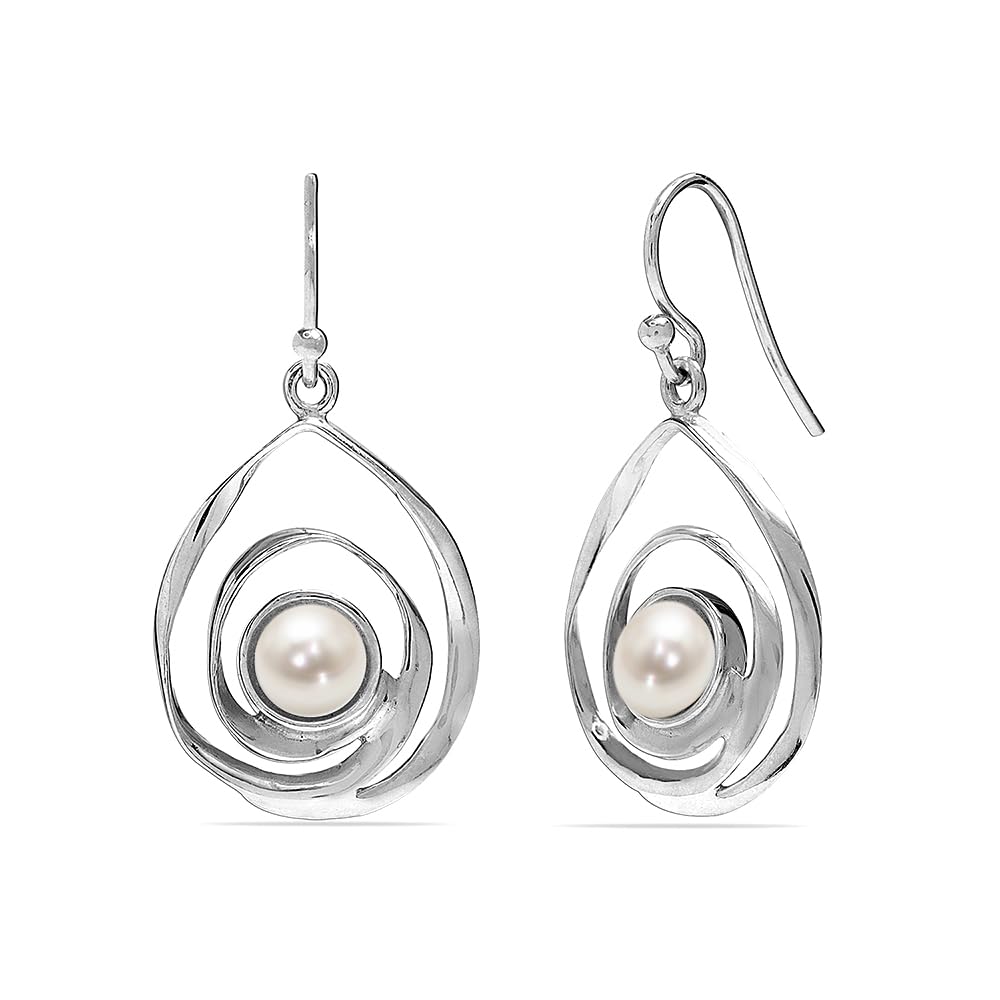 925 Sterling Silver Gold Plated Freshwater Pearl Drop Dangling Earring for Women and Teen