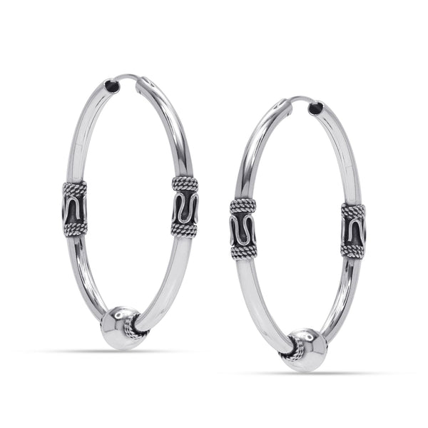 925 Sterling Silver Bali Hoop Click-Top Earrings for Women