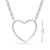 925 Sterling Silver Open Heart Paperclip Chain Pendant Necklace for Women Teen