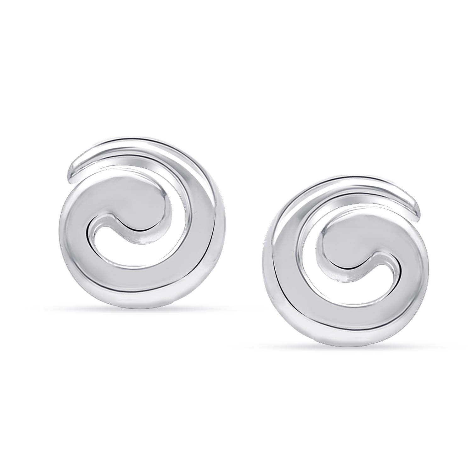 925 Steling Silver Trendy Lightweight Geometric Round Swirl Spiral Stud Earrings for Women