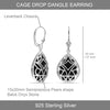 925 Sterling Silver Black Onyx Overlay Pear-Shaped Caged Leverback Drop Dangle Earrings for Women