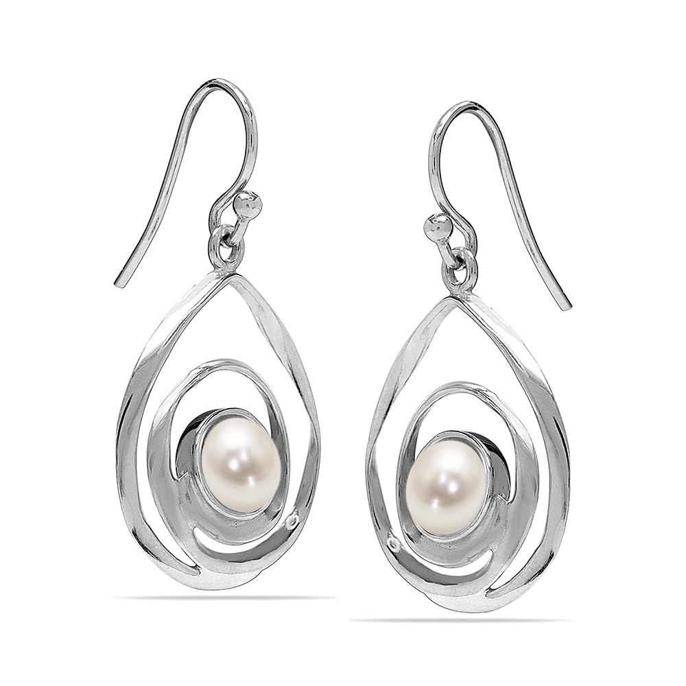 925 Sterling Silver Gold Plated Freshwater Pearl Drop Dangling Earring for Women and Teen