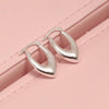 925 Sterling Silver Small Oval Puff V-Shape Vintage Design Plain Click-Top Hoop Earrings for Women